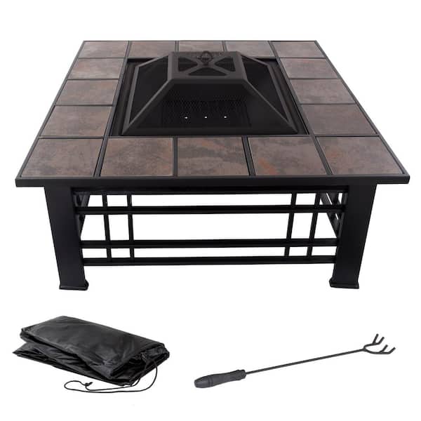 Pure Garden 32 In Steel Square Tile, Fire Pit Square Spark Screen