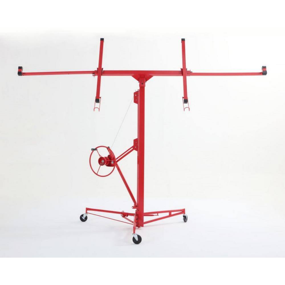 Red Heavy Duty Steel Drywall Panel Hoist with Rolling Casters