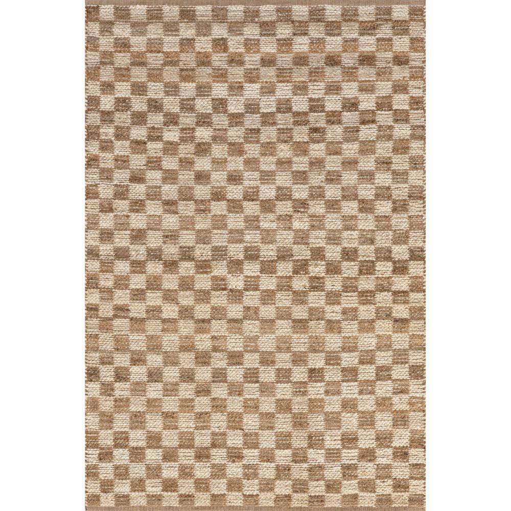 Natural Checkered Flat Woven Jute 4' x 6' Area Rug