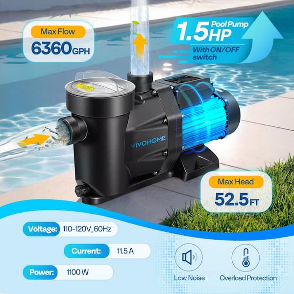 VIVOHOME Powerful Self Primming 115-Volt Swimming Pool Pump 1.5 HP