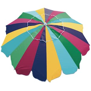 7 ft. Steel 20 Panel Tilt and Sand Anchored Beach Umbrella in multi colored stipes