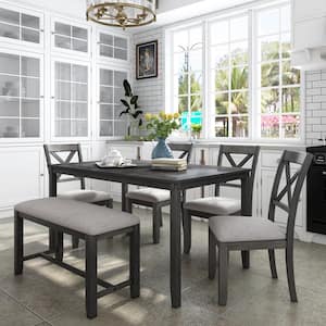3 Sets Dining Table And Chairs 2 Bench Stool Dining Room Sets Bar Kitchen For 6 
