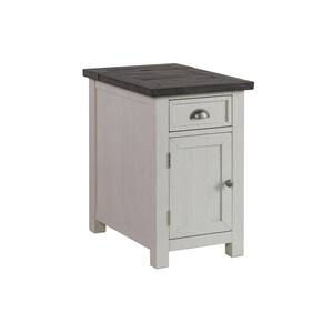 Monterey 16 in. White and Grey Chairside End Table with Power