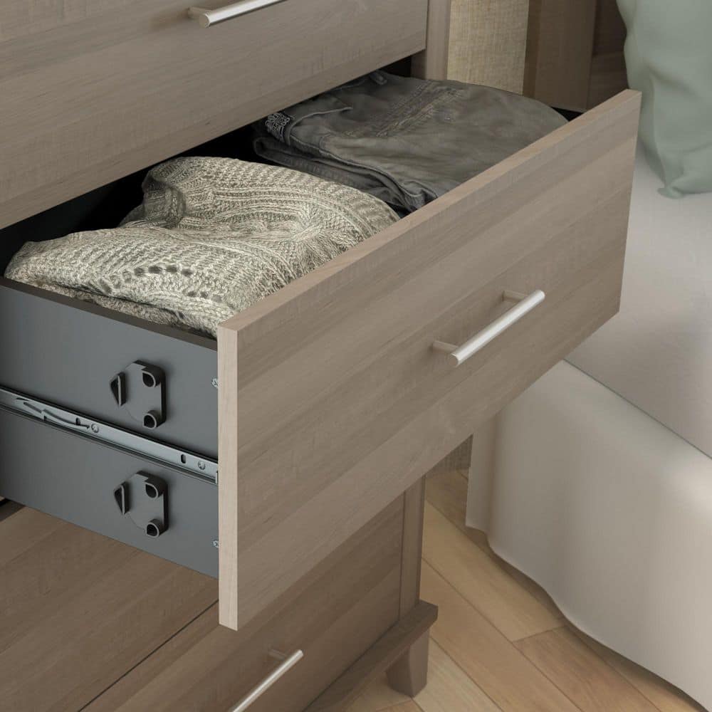 Ash Gray Mid-Century Modern 6-Drawer Dresser