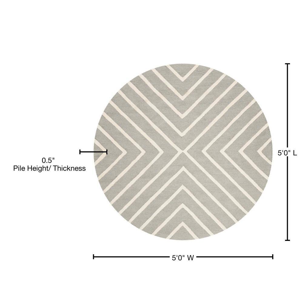 Ivory Whimsy Wool 5' Round Hand-Tufted Kids Area Rug