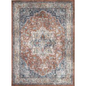 Willards Blue and Red 7 ft. 10 in. x 9 ft. 10 in. Traditional Indoor Polypropylene Area Rug