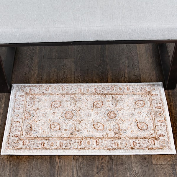Reynell Beige  Doormat 2 ft. x 3 ft. Floral Area Rug