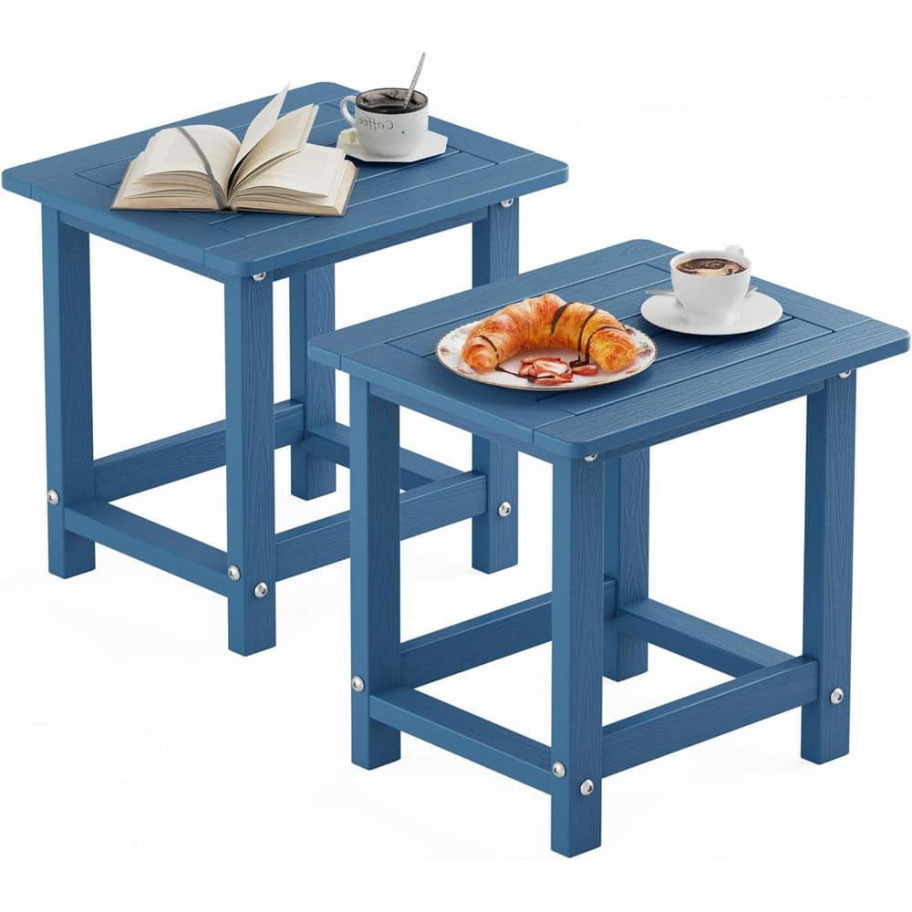 Modern Navy Eco-Friendly HIPS Plastic Indoor Outdoor Side Table Waterproof and UV Resistant (Set of 2) price history on PriceWatchPro