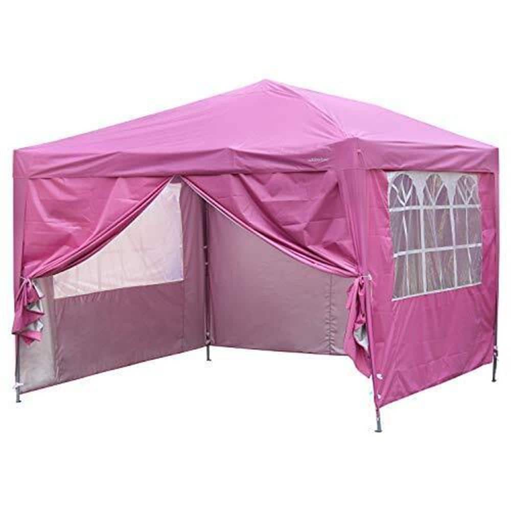Kahomvis 10 ft. x 10 ft. Pink Portable Wedding Party Gazebo Folding