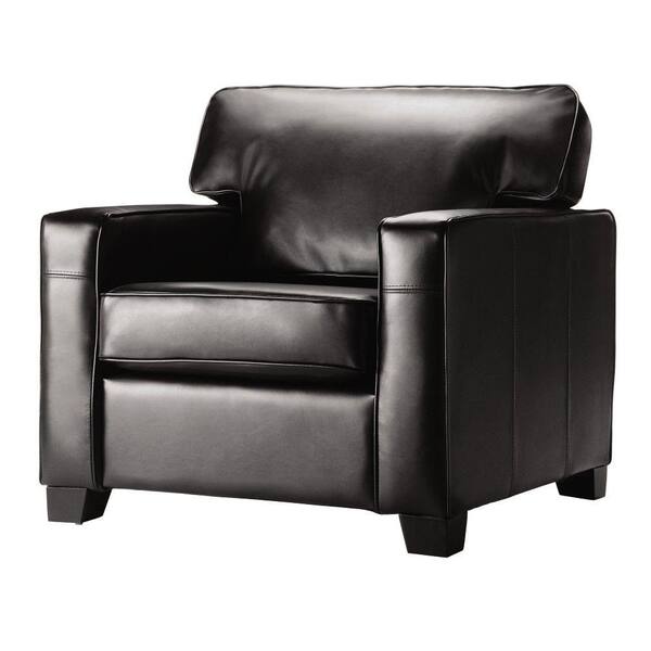 Home Decorators Collection Hartford 35 in. H Black Leather Club Chair