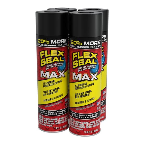 Flex Seal MAX Black 17 oz. Aerosol Liquid Rubber Sealant Coating (4-Pack)
