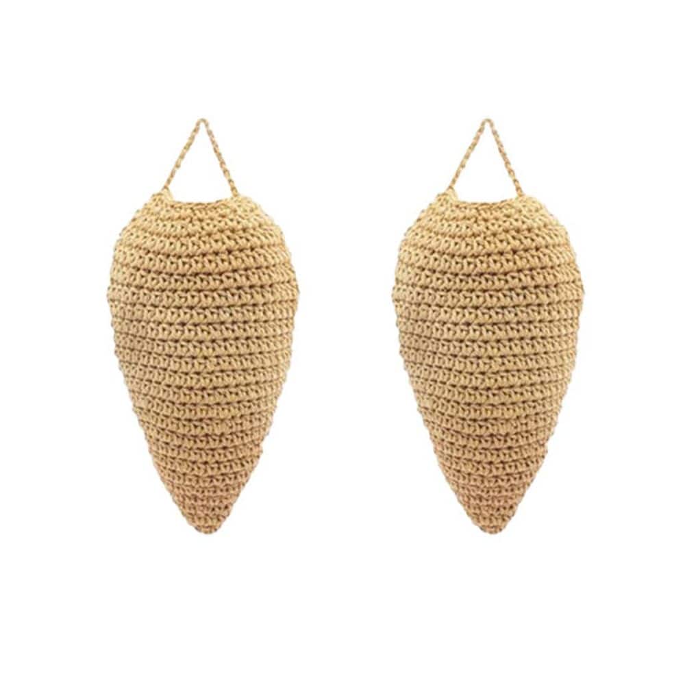 Outdoor Wasp Hornet Fake Nest Trap with Crocheted Cotton Hanging Deterrent Eco-Friendly Khaki Yellow 2-Pack price history on PriceWatchPro