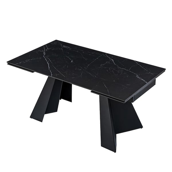 JAYDEN CREATION Lorenz Modern Black Marble 94 in. Double Pedestal JAYDEN CREATION Lorenz Modern Black Marble 94 in. Double Pedestal