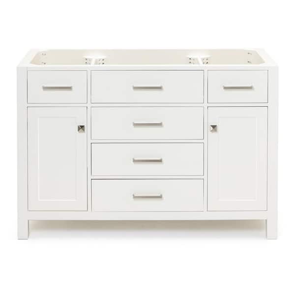 ARIEL Bristol 48 in. W x 21.5 in. D x 34.5 in. H Freestanding Bath Vanity Cabinet without Top in White
