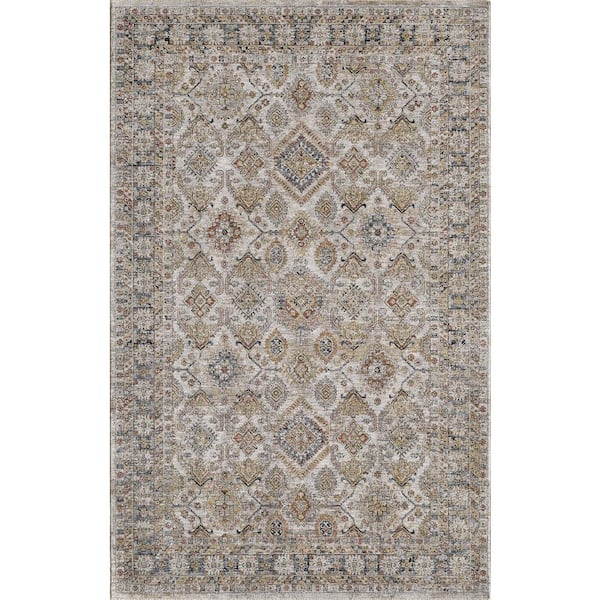 Ivy Ivory/Beige 3 ft. x 5 ft. Vintage Medallion Area Rug