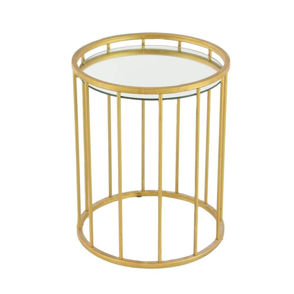 Sleek Gold Metal & Mirrored Glass Round Nesting Tables - Set of 3