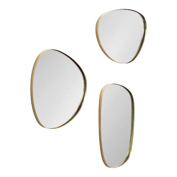 Kate and Laurel Rollo Gold 16 in. W x 8 in. H Modern Irregular Metal Framed Mirror