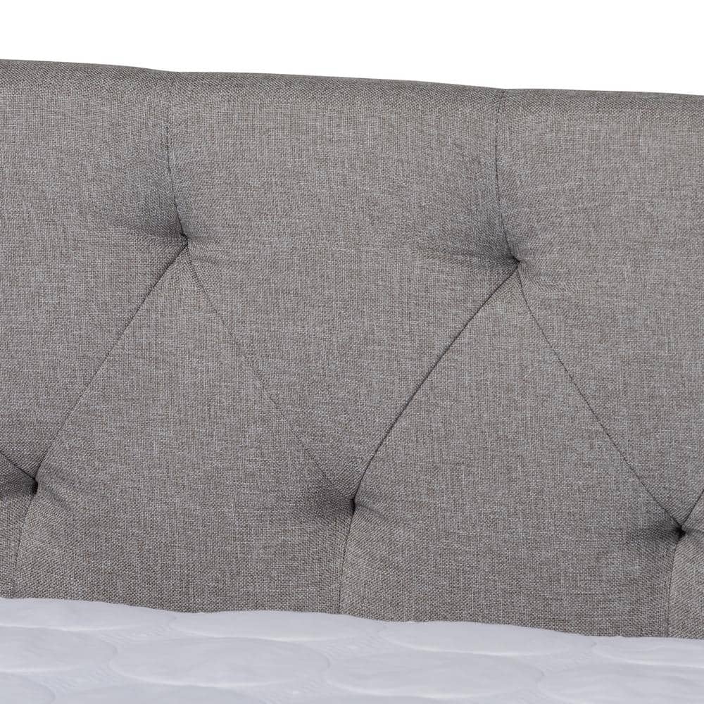 Light Gray Upholstered Full Daybed with Trundle and Nailhead Trim