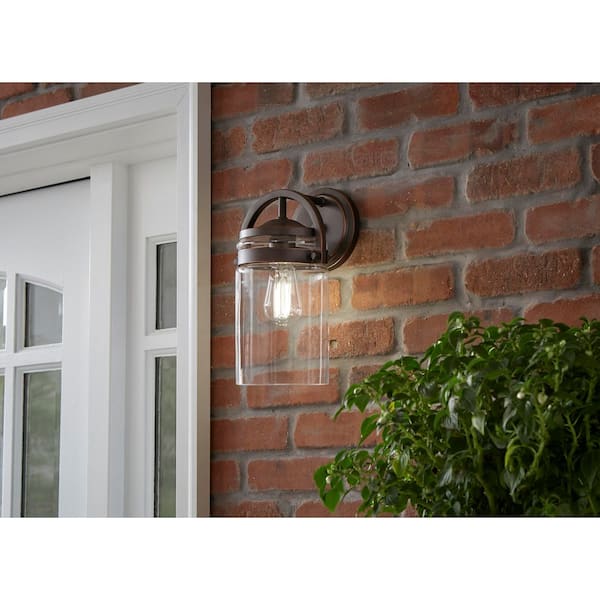 Kinsley 12 in. 1-Light Hardwired Oil Rubbed Bronze Outdoor Wall Light Lantern Sconce with No Bulb Included