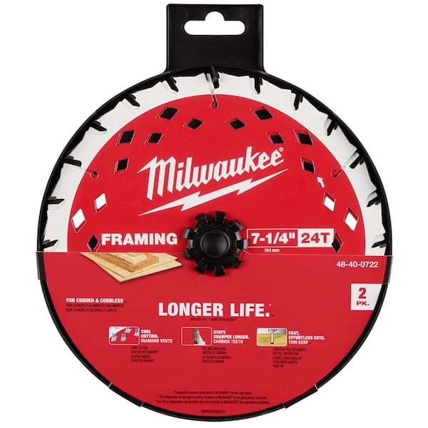 Milwaukee 7-1/4 in. x 24-Tooth Framing Circular Saw Blade (2-Pack 