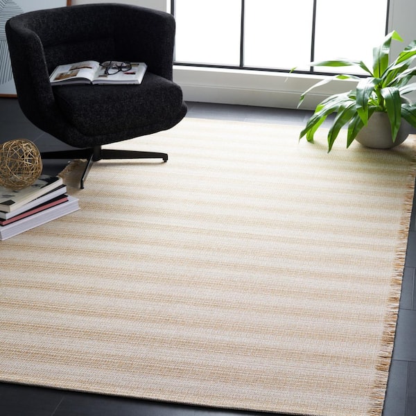 Augustine Ivory/Gold 6 ft. x 10 ft. Striped Area Rug