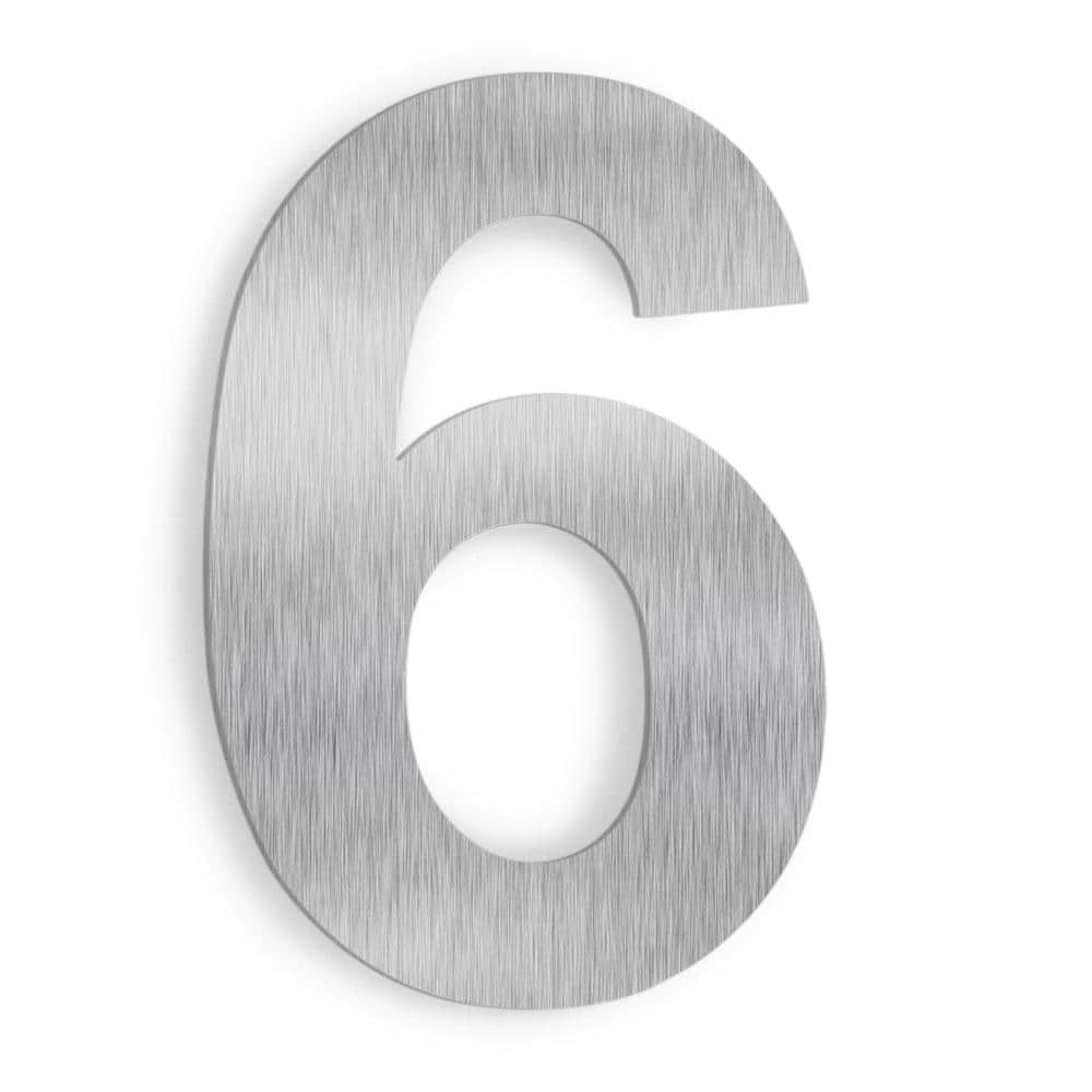 Barton 6 in. Satin Stainless Steel Floating House Number 6 90056 The
