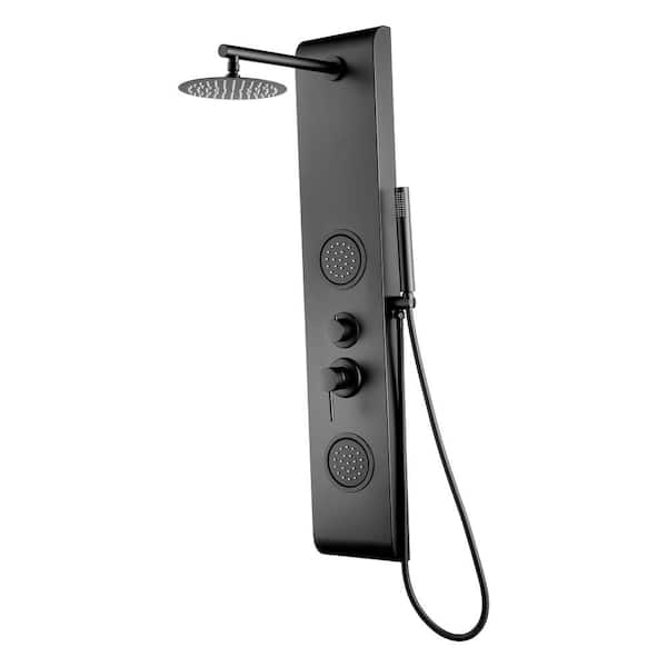 Unbranded 43.30 in. 3-Jet Shower System with 360° Adjustable Angle Round Overhead Shower in Black
