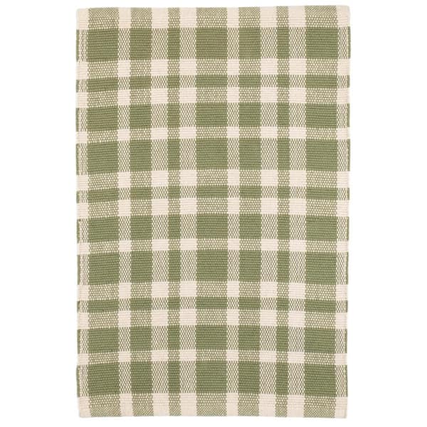 Tattersall Handwoven Cotton Sage 8 ft. x 10 ft. Indoor Area Rug