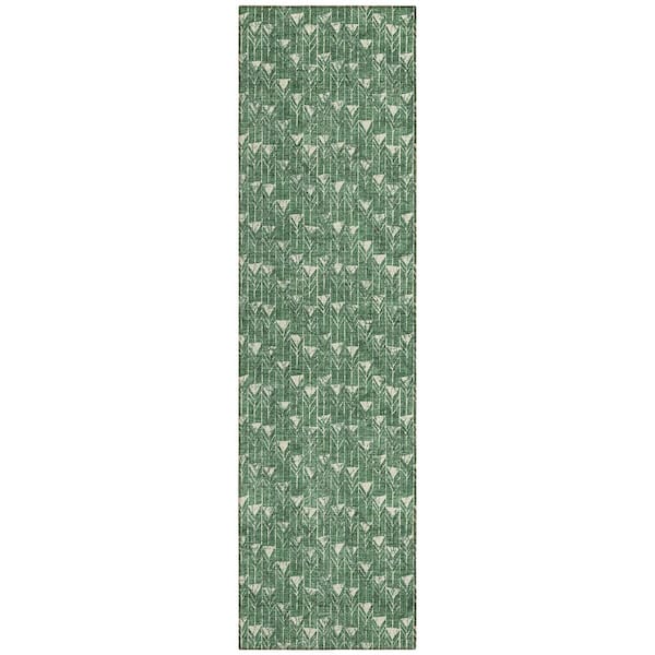 Addison Rugs Chantille ACN514 Green 2 ft. 3 in. x 7 ft. 6 in. Machine Washable Indoor/Outdoor Geometric Runner Rug