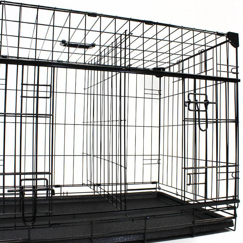 Medium Black Wire Dog Crate with Sliding Doors