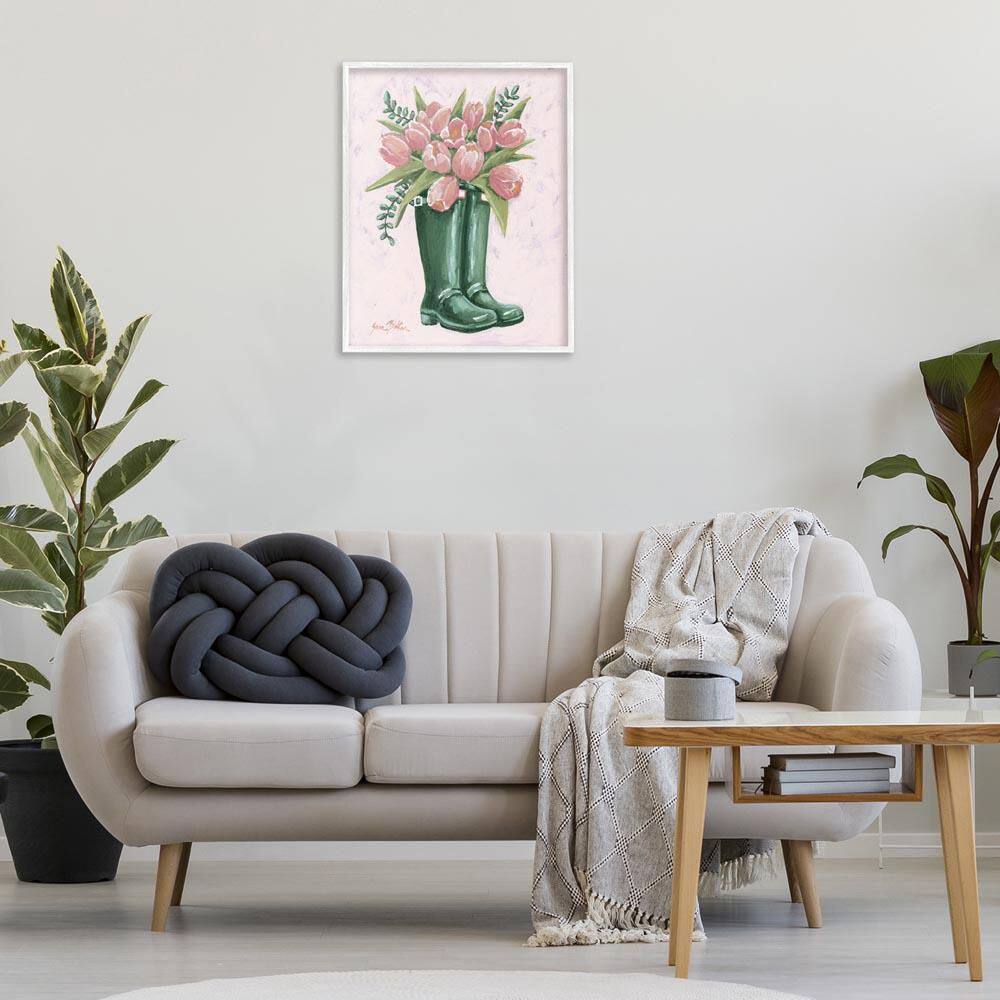Pink Tulips in Boots by Sara Baker White Framed Nature Giclee Art Print 30 in. x 24 in. price history on PriceWatchPro
