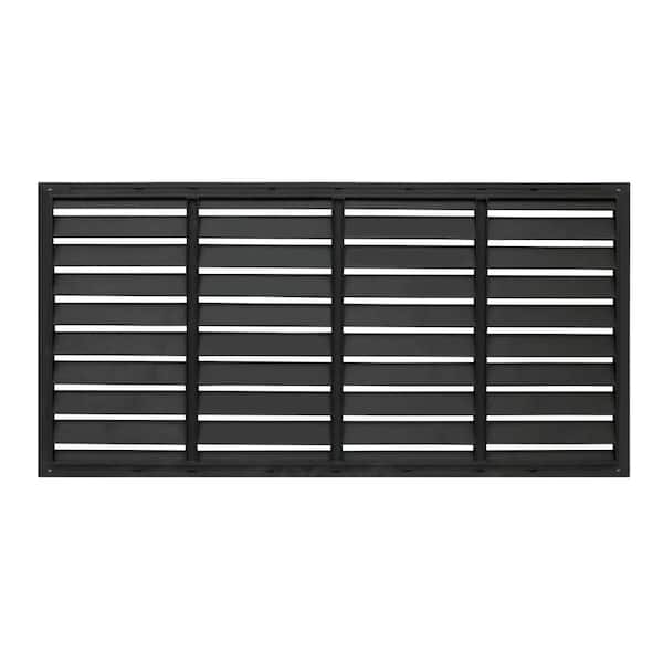 DISTINCT 24 in. x 48 in. Shutter Black Recycled Rubber Decorative Privacy Screen Panel