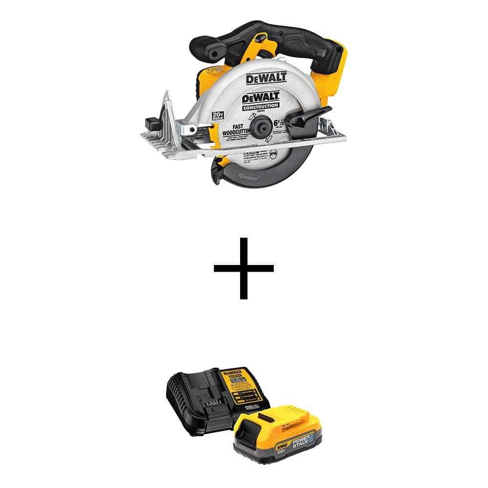 20V MAX Lithium-Ion Cordless 6.5 in. Sidewinder Style Circular Saw with POWERSTACK 1.7 Ah Battery Pack and Charger -  DEWALT, DCS391BWCBP034C