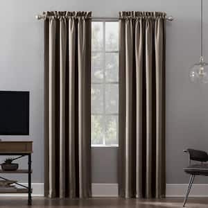 Alna Theater Grade Taupe Polyester 52 in. W x 63 in. L Rod Pocket 100% Blackout Curtain (Single Panel)
