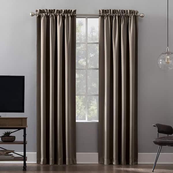 Sun Zero Alna Theater Grade Taupe Polyester 52 in. W x 95 in. L Rod Pocket 100% Blackout Curtain (Single Panel)