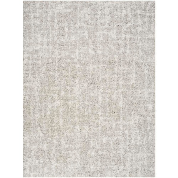 Modern Shag Grey Ivory 4 ft. x 6 ft. Abstract Contemporary Area Rug