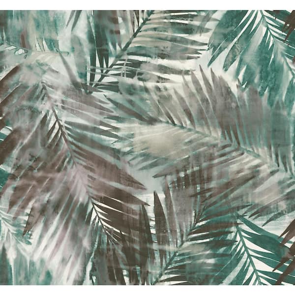 Seabrook Designs Kentmere Tropical Leaf Viridian Green and Espresso Paper Strippable Roll (Covers 60.75 sq. ft.)