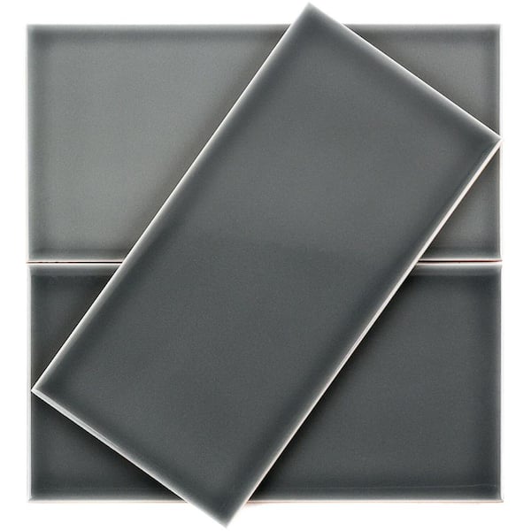 Ivy Hill Tile Magnitude Dark Gray 4 in. x 8 in. Polished Ceramic Subway Wall Tile Sample