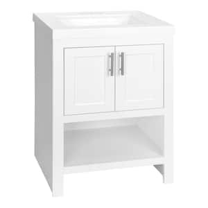 Spa 24.5 in. W Bath Vanity in White with Cultured Marble Vanity Top in White with White Sink