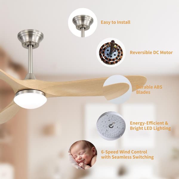 MODERN HABITAT 60 in. Indoor Downrod Mount Oak 3 ABS Blades
