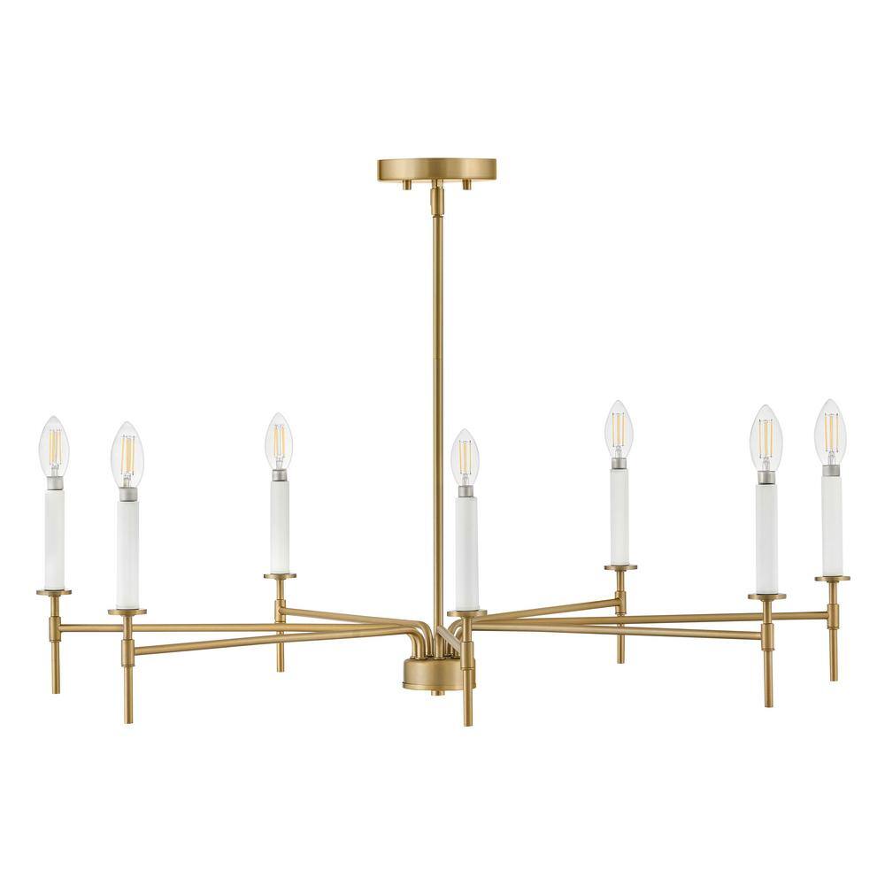 Hux 36" Lacquered Brass 7-Light Candle Style Chandelier