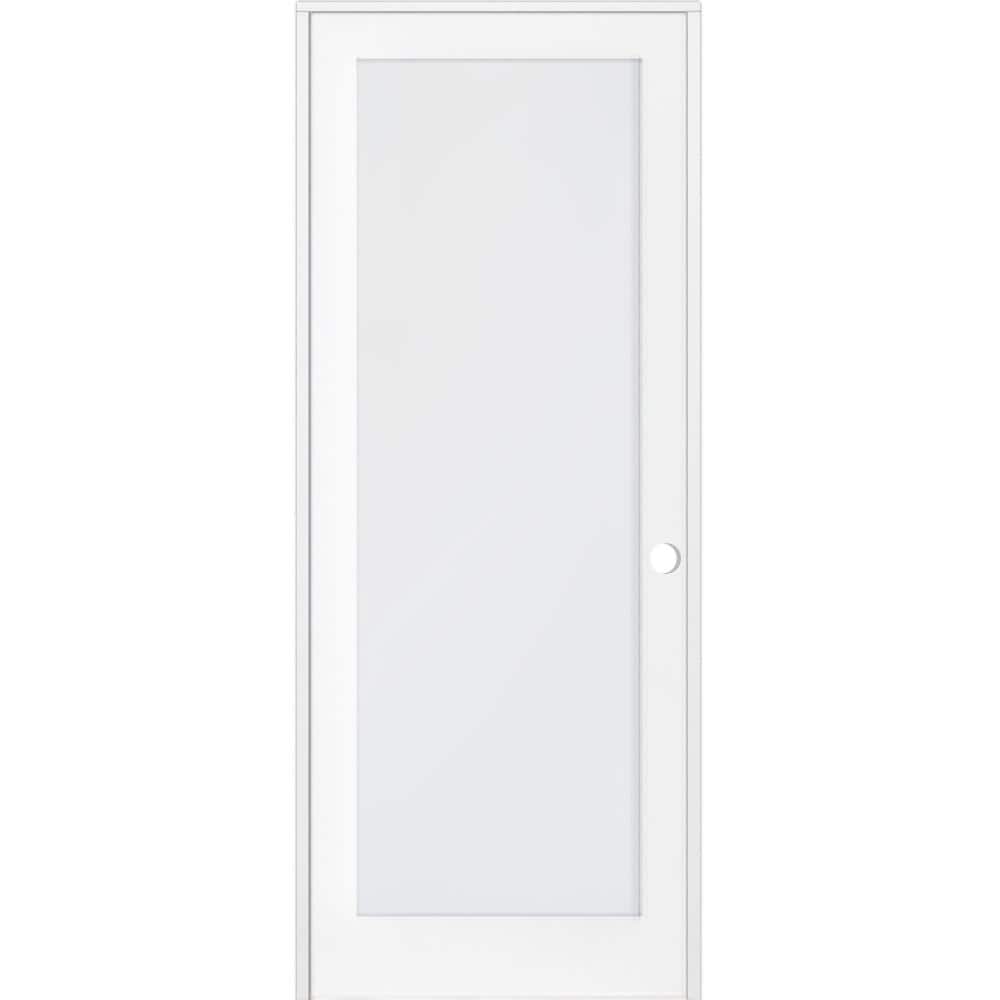 Krosswood Doors 24 in. x 96 in. 1-Lite Satin Etch Solid Core MDF Primed ...