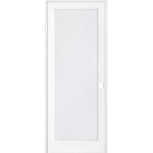 32 in. x 96 in. 1-Lite Satin Etch Solid Hybrid Core MDF Primed Left-Hand Single Prehung Interior Door