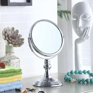 12.25 in. Silver Chrome Round 5x Magnify Makeup Mirror