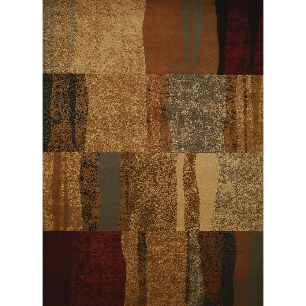 Shadows Brown and Beige Rectangular Polypropylene Area Rug 2' x 3'
