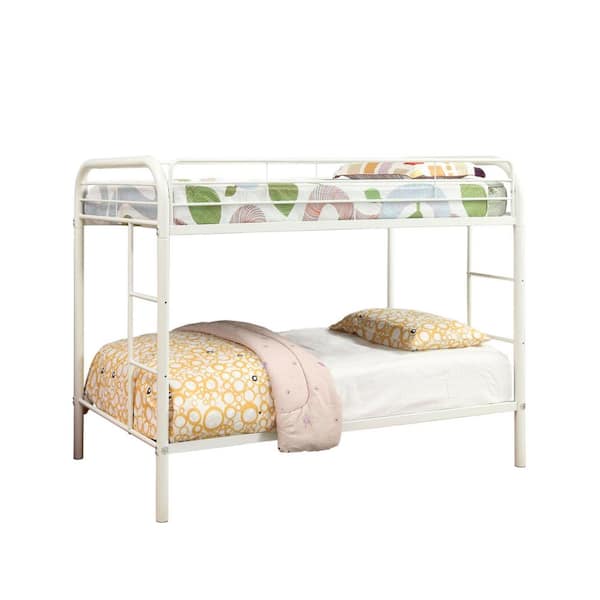 Furniture of America Tareen White Twin over Full Bunk Bed