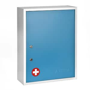 16 in. W x 21 in. H Medium Blue Metal Surface Mount Dual Locking Medicine Cabinet without Mirror