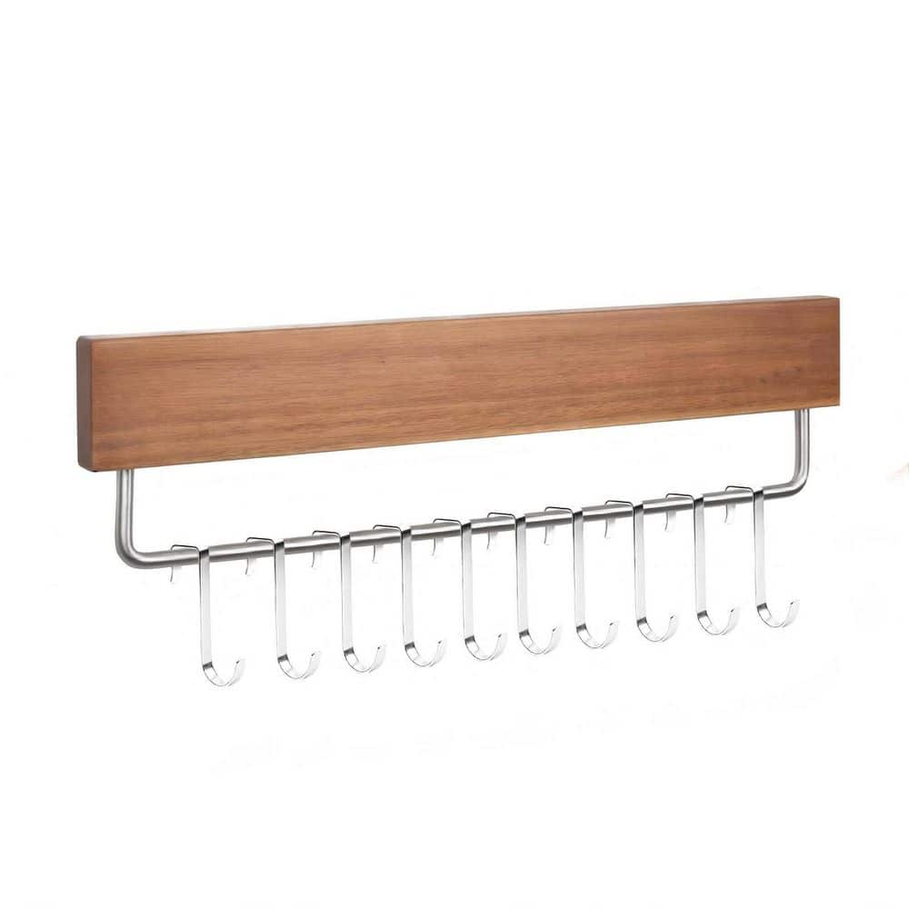 10-Knife 17 in. Acacia Wood Magnetic Knife Holder Strip with Hooks, No Drilling, Magnet Knife Bar for Kitchen Organizer price history on PriceWatchPro