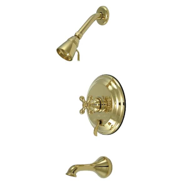 Kingston Brass Restoration Single Handle 1-Spray Tub and Shower Faucet 2 GPM with Corrosion Resistant in. Polished Brass