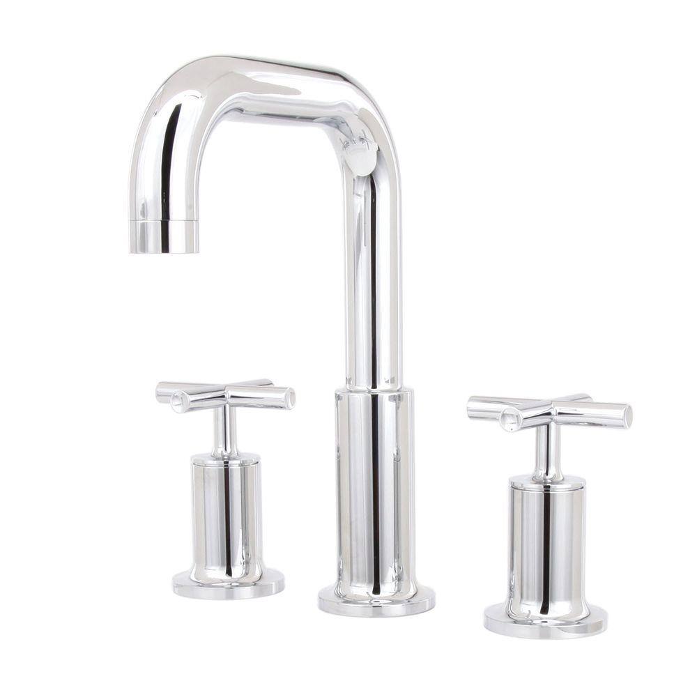 Polished Chrome Modern Deck-Mount Bath Faucet with Cross Handles